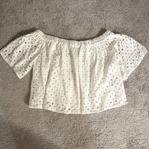 White Off The Shoulder Cropped Top SIZE LARGE